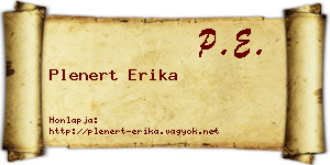 Plenert Erika névjegykártya